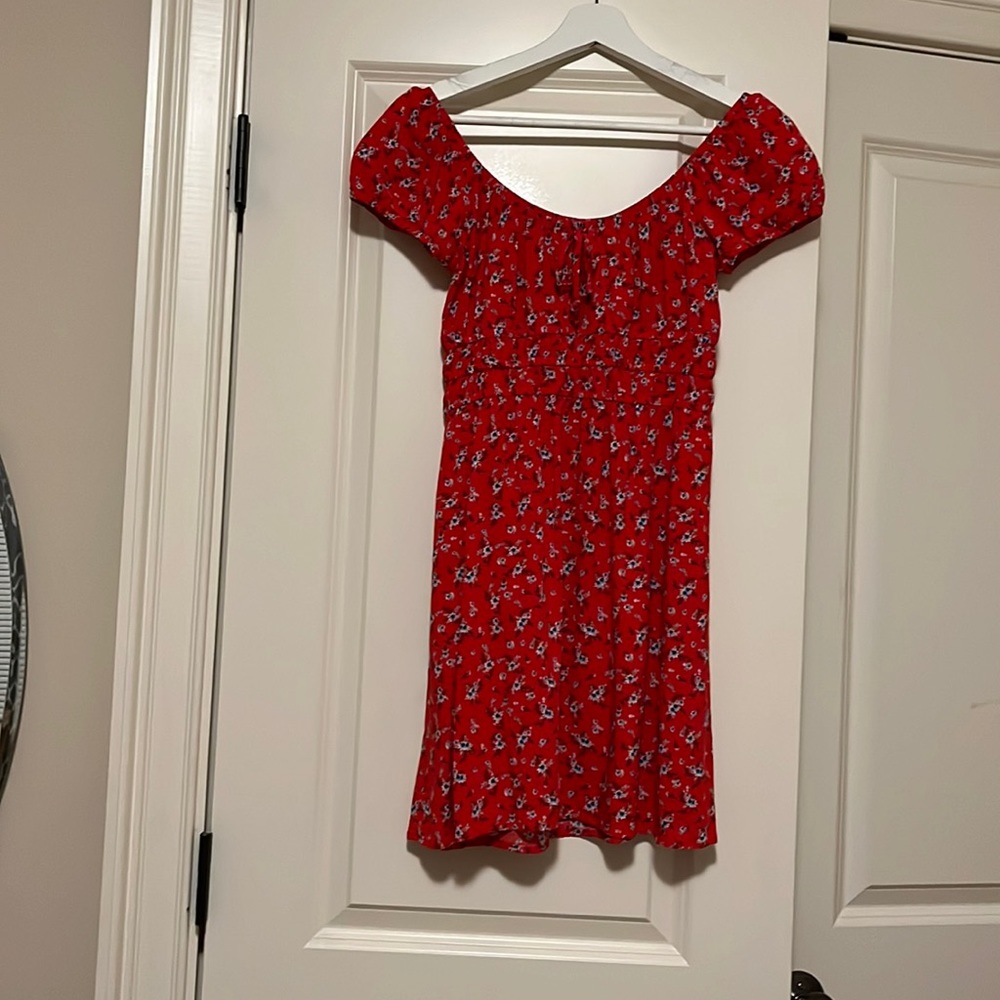 Red floral dress